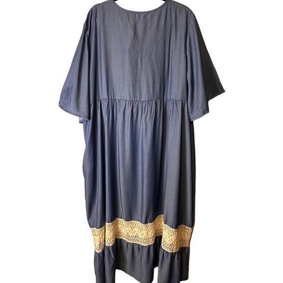 Suzanne Betro Lace Bib Lacing Tie Ruffle Hem MIDI Dress Size 2X NWT #U2504023 - Picture 7 of 13